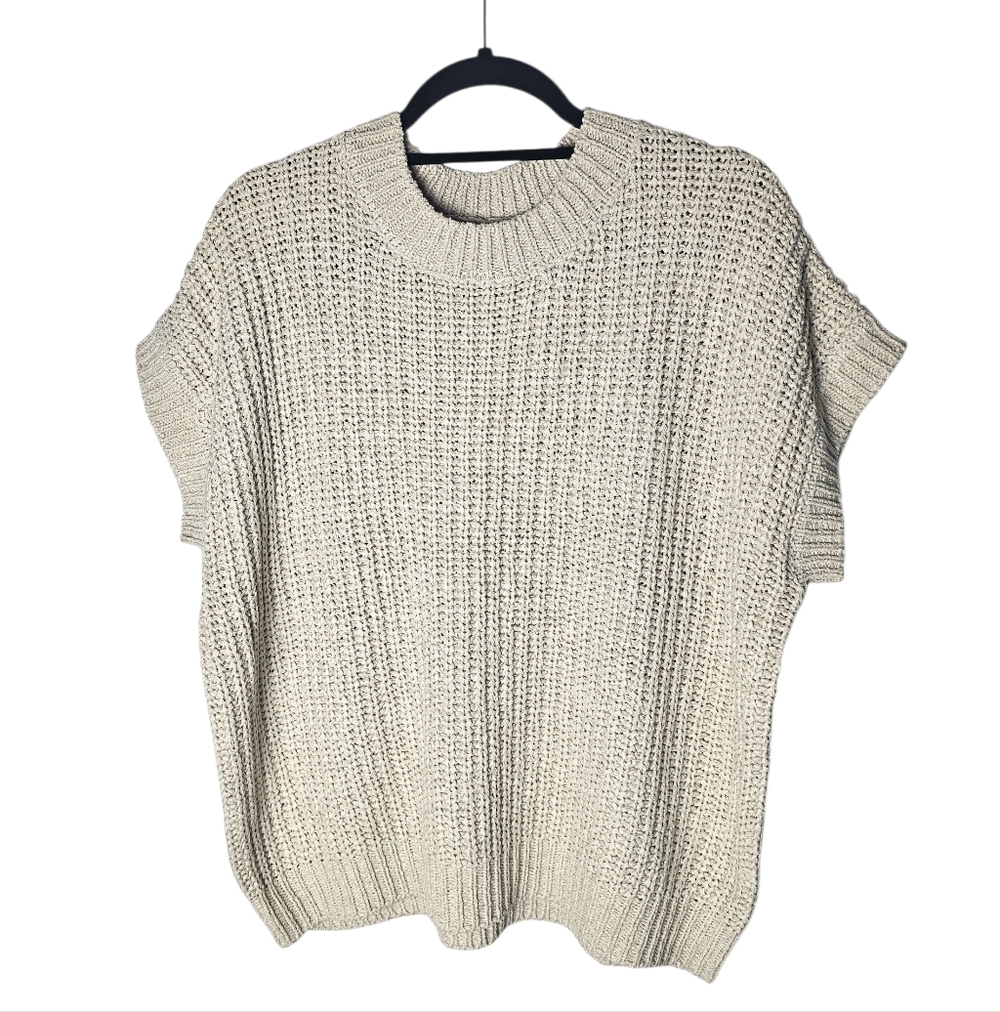 New Zenana Womens Cream Cable Sweater Size S M L XL Drop Shoulder